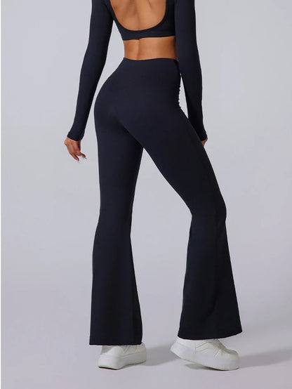 Side Ruching Flared Leggings