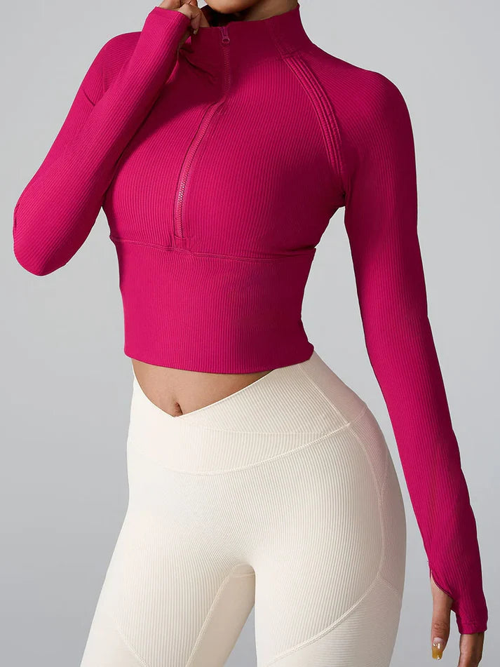 Half-Zip Long Sleeve Top