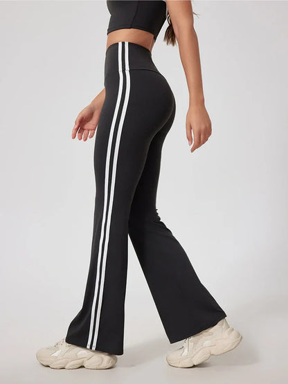 Side-Stripes Flared Leggings