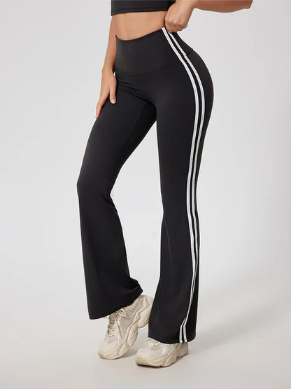 Side-Stripes Flared Leggings